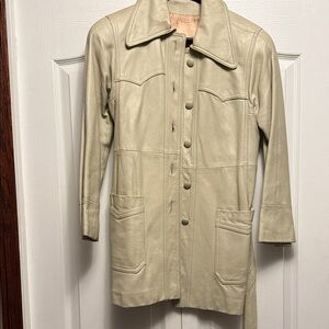 Women's vintage Cream Leather Jacket